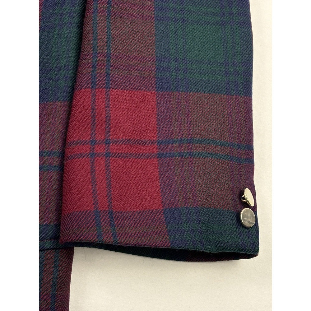 VTG Bespoke Alexander Bermuda Wool Sport Coat Green/Red/Blue Plaid 44R England - Picture 2 of 12